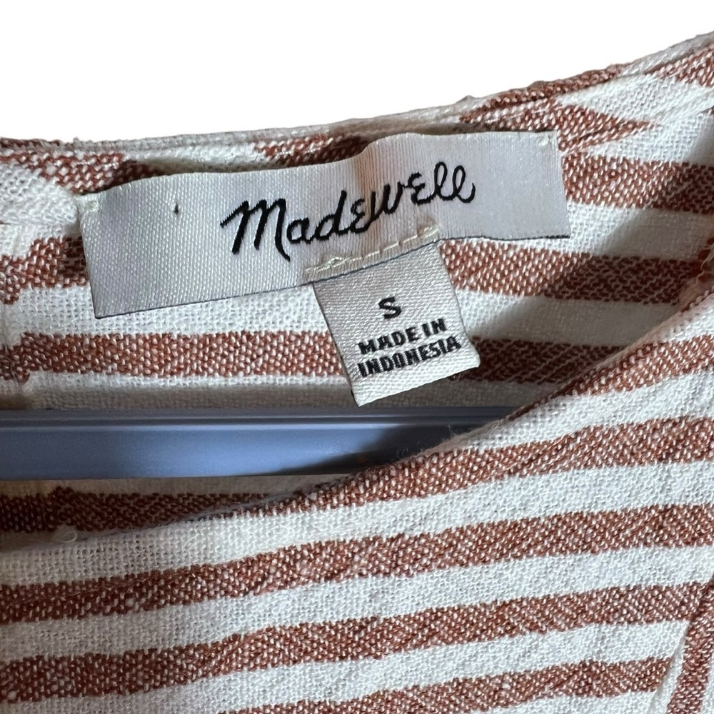 Madewell Daphne Stripe Play Linen Blend Tunic Dress in Rust, Small - Picture 8 of 11